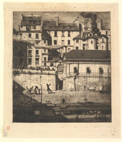 Het Mortuarium, Parijs La Morgue, 1854 door Charles Meryon