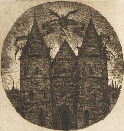 De oude poort van het Palais de Justice, Parijs, 1854 door Charles Meryon