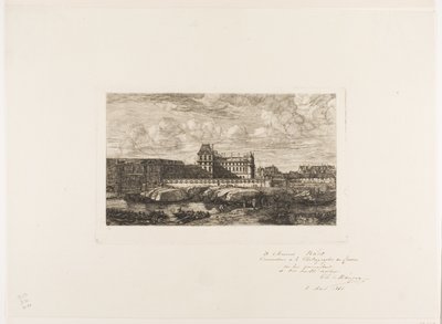 Het Oude Louvre, Parijs, 1651 door Charles Meryon