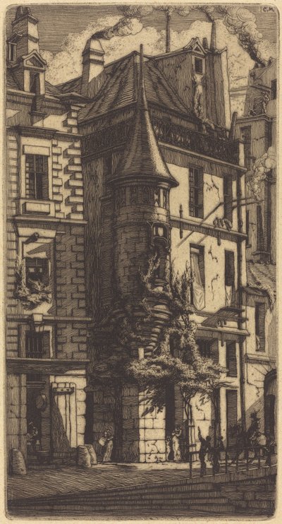 Huis met een torentje, Weversstraat, Parijs door Charles Meryon