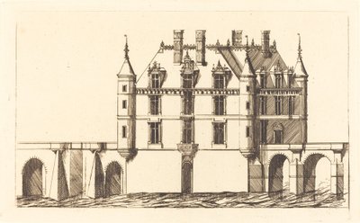 Kasteel van Chenonceau, 1e plaat door Charles Meryon after Jacques Androuet Ducerceau I