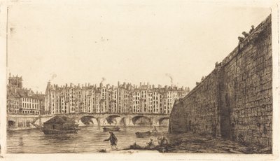 De Pont-au-Change, Parijs, circa 1784 door Charles Meryon after Victor Jean Nicolle