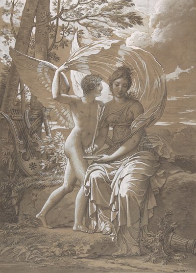 De Muze Erato Schrijft Verzen Geïnspireerd door Liefde, ca. 1797 door Charles Meynier
