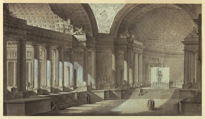 Architectonische Fantasie: Tempel van Athena Interieur door Charles Michel Ange Challe