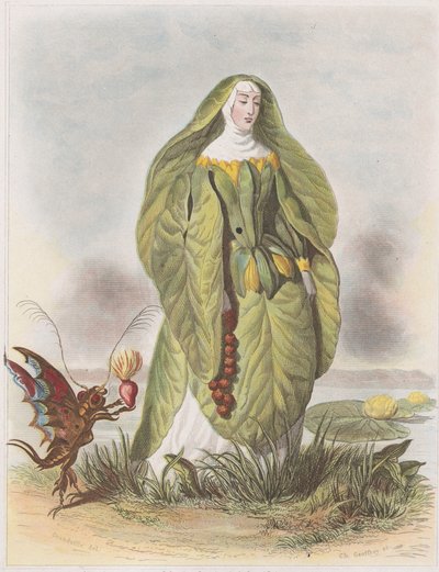 Nenuphar, uit Les Fleurs Animées, 1847 door Charles Michel Geoffroy