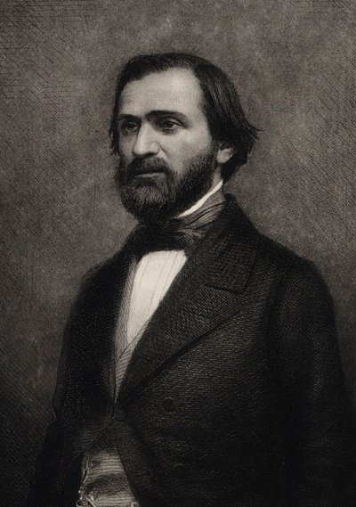 Portret van de Componist Giuseppe Verdi door Charles Michel Geoffroy