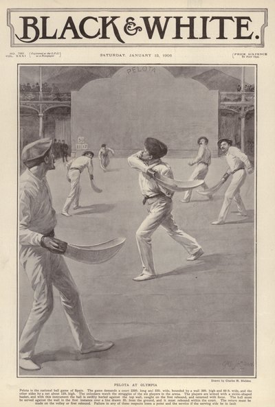 De Baskische sport pelota gespeeld in Olympia, Londen door Charles Mills (after) Sheldon