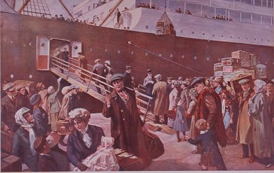 Emigranten op weg naar Canada vertrekken vanuit Liverpool door Charles Mills Sheldon