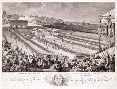 Festival van de Federatie, 14 juli 1790, op het Champ de Mars, gegraveerd door Isidore Stanislas Helman door Charles Monnet