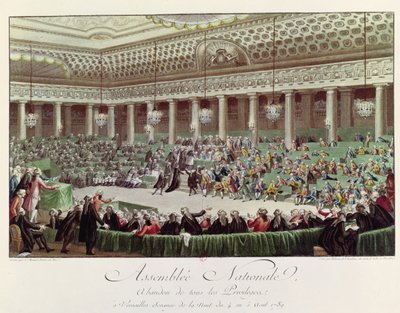 De Nationale Vergadering doet afstand van alle privileges, 4 augustus 1789, gegraveerd door Helman (1743-1809) door Charles Monnet
