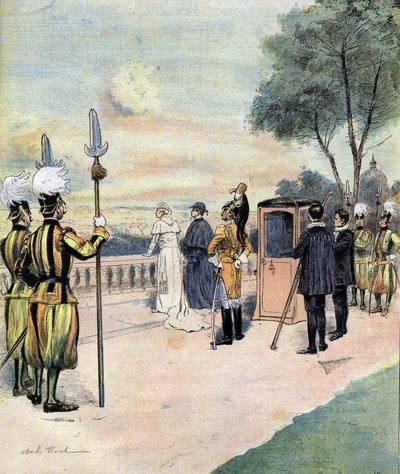 Paus Leo XIII in de Vaticaanse tuinen in 1893, tekening door Mr. CH Morel door Charles Morel