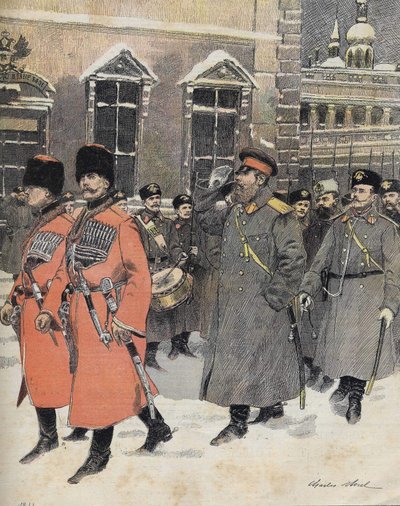 De keizer (tsaar) van Rusland Alexander III ging op 1 januari naar de Heilige Diensten door Charles Morel