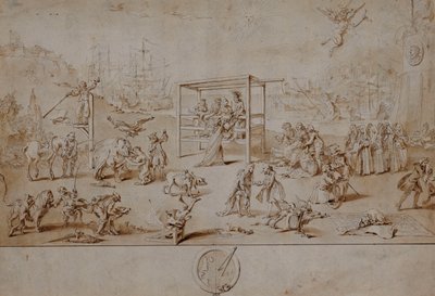 De Europese Race: Een allegorische karikatuur over de politieke toestand van Europa in 1738-9 door Charles Mosley