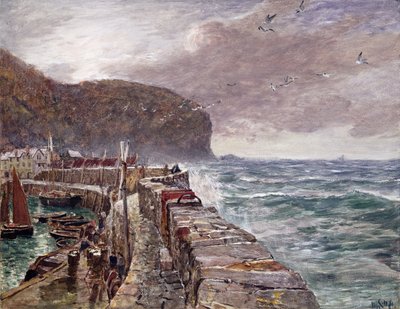 Clovelly Pier door Charles Napier Hemy