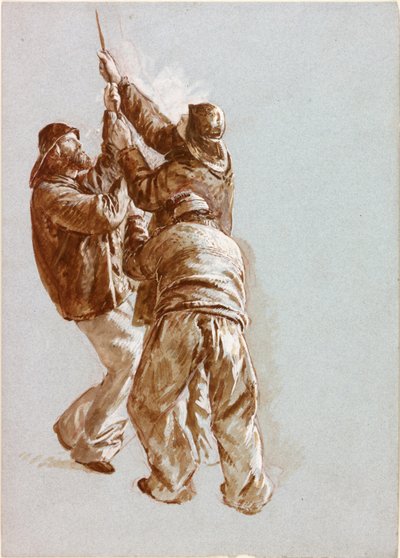 Vissers die een Touw Binnenhalen door Charles Napier Hemy