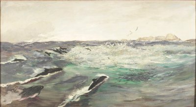 Bruinvissen die Makreel Achtervolgen door Charles Napier Hemy