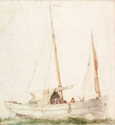 Zeilboot door Charles Napier Hemy