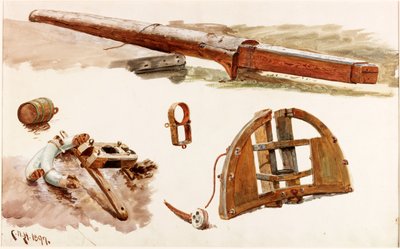 Studies van bootuitrusting door Charles Napier Hemy