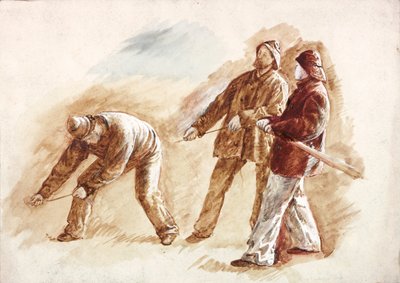 Studie van vissers aan het werk door Charles Napier Hemy