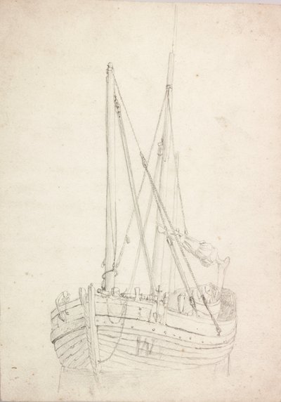 Studie van vissersboot door Charles Napier Hemy