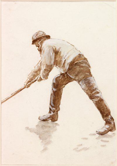 Studie van een visser aan het werk door Charles Napier Hemy
