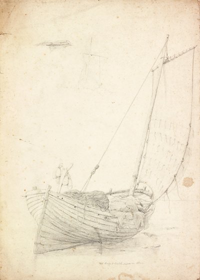 Studie van een vissersboot door Charles Napier Hemy