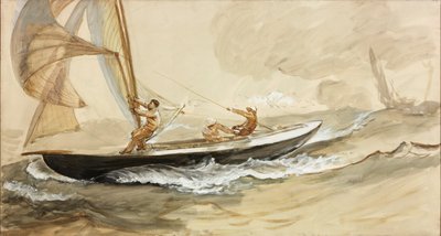 Studie van een racejacht door Charles Napier Hemy