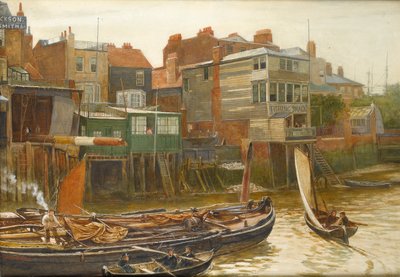 De Theems bij Cold Harbour, Blackwall, 1896 door Charles Napier Hemy
