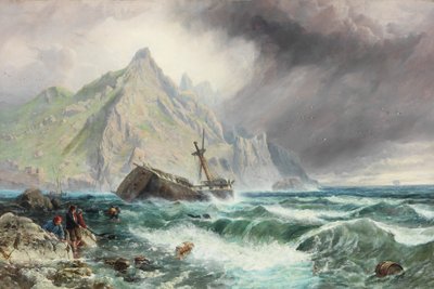 Wrak van een fregat aan de zuidkust van Spanje door Charles Napier Hemy