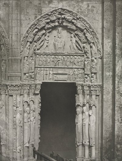 Kathedraal van Chartres: Rechterdeur van het Koninklijke Portaal met Onze Lieve Vrouw van Chartres, 1857 door Charles Nègre