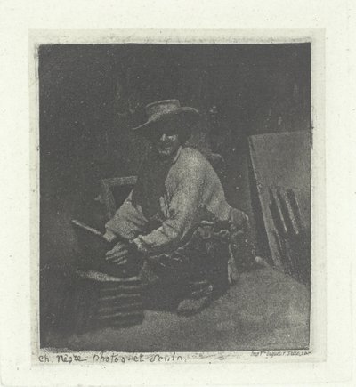 Knielende Metselaar, februari-maart 1854, gedrukt 1982 door Charles Nègre