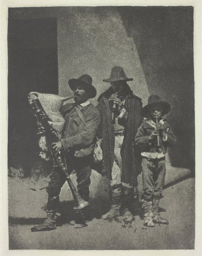Straatmuzikanten Staand door Charles Nègre