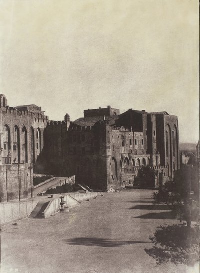 Het paleis van de paus, Avignon, ca. 1851, gedrukt 1970 door Charles Nègre