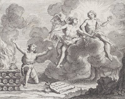 Apollo, Mercurius en de herderinnen, Fabel X in La Motte, Fables Nouvelles, 1719 door Charles Nicolas Cochin