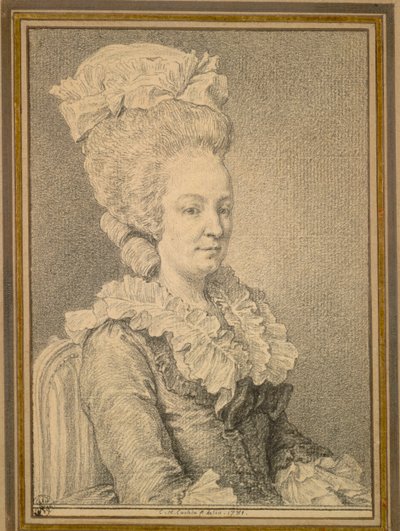Halflang portret van een zittende vrouw door Charles Nicolas Cochin