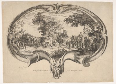 De triomf van David, van een waaier door Jacques Callot door Charles Nicolas Cochin