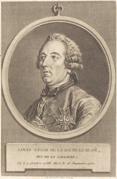 Louis Cesar de La Baume-le-Blanc door Charles Nicolas Cochin II
