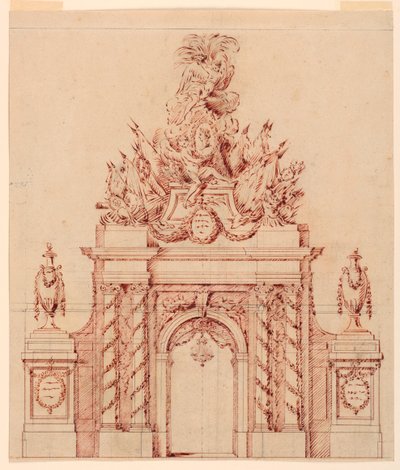 Ontwerp voor een Geschilderde Decoratie ter Ere van een Franse Generaal die Gouverneur van een Kroonprins was door Charles Nicolas Cochin the younger
