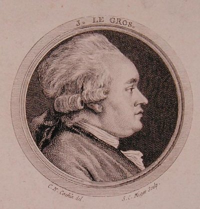 Portret van Joseph Le Gros (1739-93) gegraveerd door Simon Charles Miger (1736-1820) (gravure) door Charles Nicolas II (after) Cochin