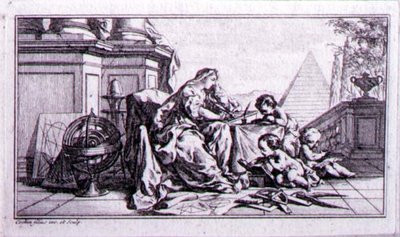 Rekenkunde, een proefillustratie voor een werk van Denis Diderot (1713-84) door Charles Nicolas II Cochin