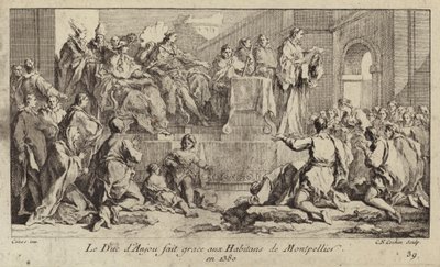 Lodewijk I, hertog van Anjou, regent van koning Karel VI van Frankrijk, dankt de mensen van Montpellier door Charles Nicolas II Cochin