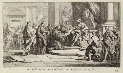 Herstel van het Parlement van Toulouse, Frankrijk door Charles Nicolas II Cochin
