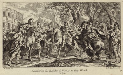Onderwerping van de rebellen van Nîmes aan Wamba, Koning van de Visigoten, 672 door Charles Nicolas II Cochin