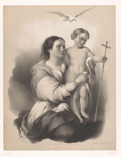 Madonna met staand kind op haar schoot door Charles Nicolas Lemercier