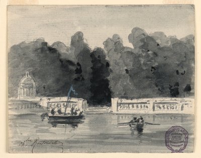 Een Meer in een Park door Charles Nicolas Ransonnette