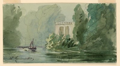 Denkbeeldig landschap door Charles Nicolas Ransonnette