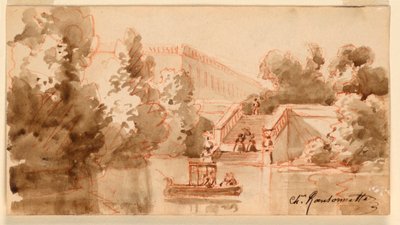 Imaginaire Zicht op het Kasteel Vaux-le-Vicomte door Charles Nicolas Ransonnette