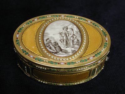 Snuifdoos met miniatuur die het vertrek van Telemachus uit Egypte afbeeldt, 1780-81 door Charles Ouizille