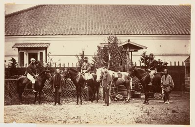 Militair groepsportret met paarden door Charles Parker