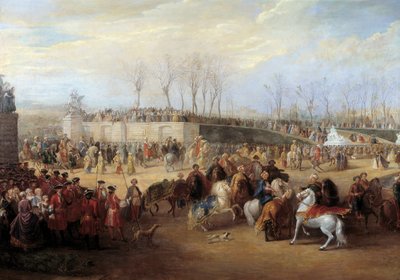 Ontvangst van Mehemet Effendi, Turkse ambassadeur van de grote Sultan Achmet door koning Lodewijk XV op 21 maart door Charles Parrocel
